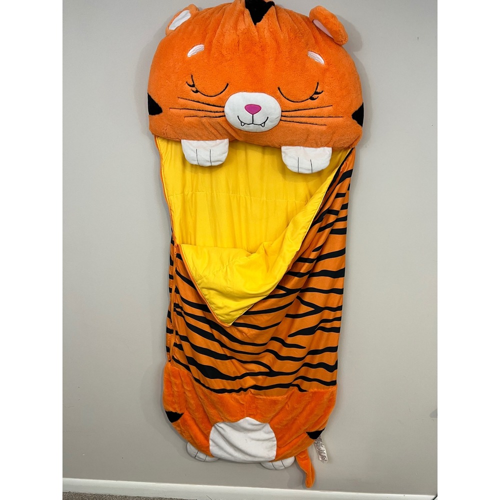 Happy Nappers Sleepy Sack Orange Tiger Large Plush Animal Pillow 30x66